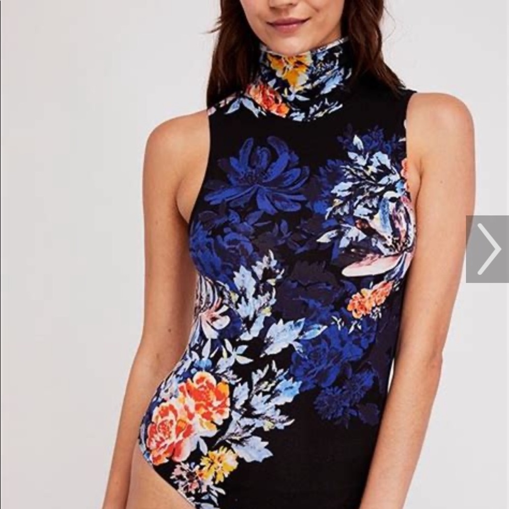 NWT Free People Pixie Bodysuit Floral Black XS